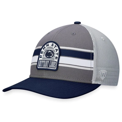 Top Of The World Men's  Gray, Navy Penn State Nittany Lions Aurora Trucker Adjustable Hat In Gray,navy