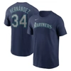 Nike Seattle Mariners Men's Swoosh Wordmark T-shirt In Navy