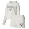 Concepts Sport Women's  White Pittsburgh Steelers Fluffy Pullover Sweatshirt Shorts Sleep Set In White