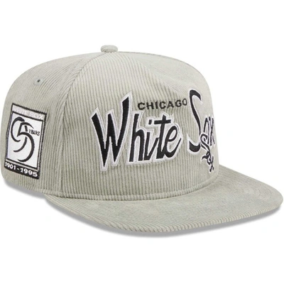 New Era Men's  Gray Chicago White Sox Corduroy Golfer Adjustable Hat