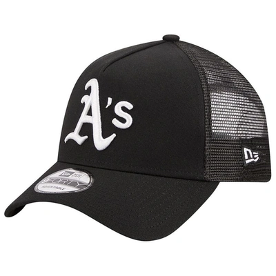 New Era Men's  Black Oakland Athletics A-frame 9forty Trucker Adjustable Hat