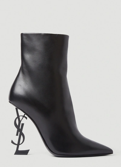 Saint Laurent Opyum Logo High Heeled Boots Female Black