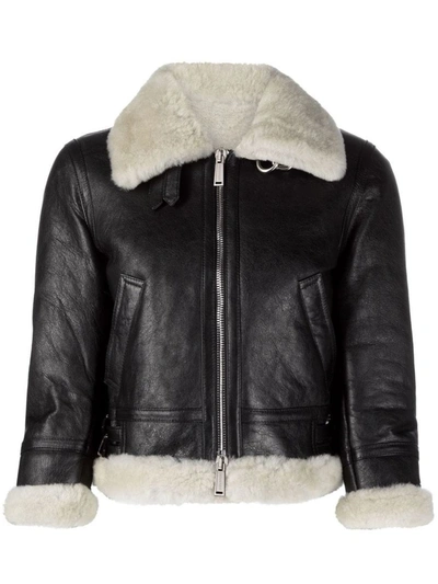 Dsquared2 Cropped Shearling Jacket In Multi-colored