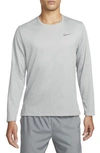Nike Men's Miler Dri-fit Uv Long-sleeve Running Top In Particle Grey/ Grey Fog