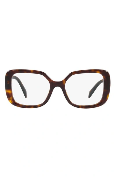 Prada 53mm Square Optical Glasses In Tortoise