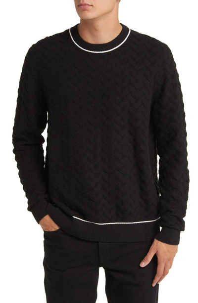 Ted Baker Textured Crewneck Sweater In Black
