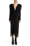 ISABEL MARANT MARAY VELVET DOT LONG SLEEVE MIDI DRESS