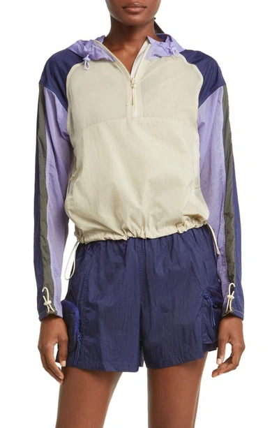 Outdoor Voices Colourblock Pullover Windbreaker In Betta Blue Haze