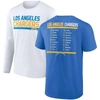 FANATICS FANATICS BRANDED POWDER BLUE/WHITE LOS ANGELES CHARGERS TWO-PACK 2023 SCHEDULE T-SHIRT COMBO SET