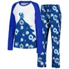 Concepts Sport Women's  Royal Kentucky Wildcats Tinsel Ugly Sweater Long Sleeve T-shirt And Pants Sle In Royal