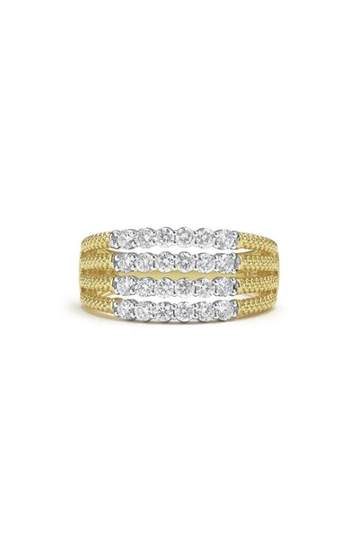 Lagos 18k Signature Caviar Diamond Superfine 4 Row Ring In White/gold