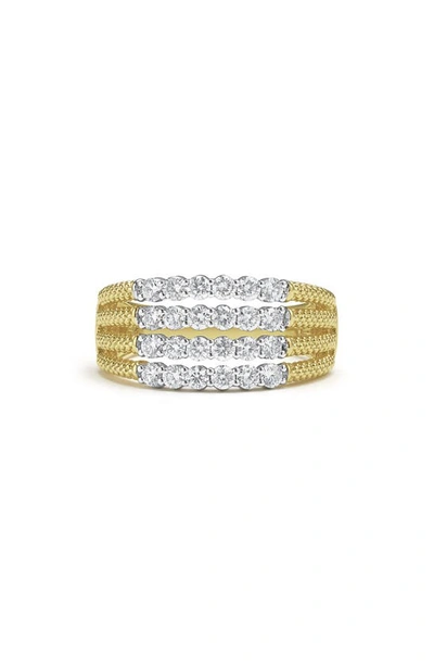 Lagos 18k Signature Caviar Diamond Superfine 4 Row Ring In Gold