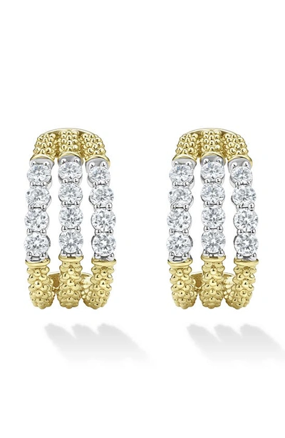 Lagos 18k Gold Signature Caviar Superfine Half Hoop Earrings