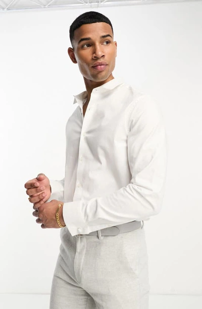 Asos Design Regular Royal Oxford Shirt With Double Cuff In White