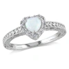 Mimi & Max 1/7ct Tdw Diamond And Opal Heart Halo Ring In Sterling Silver In White