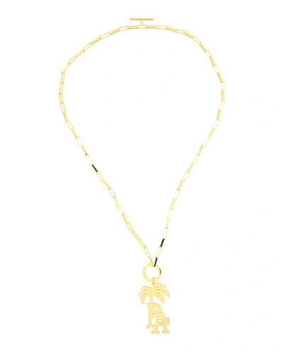 Palm Angels Logo Palm Tree Necklace In Gold