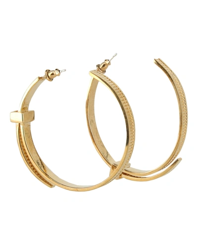 Ambush Asymmetric Zip Tie Hoop Earrings In Gold