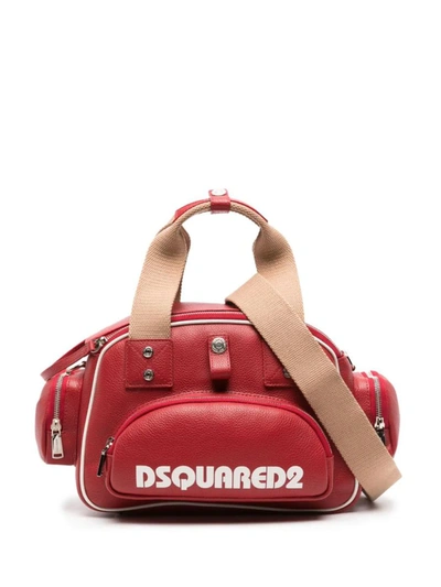 Dsquared2 Logo-print Leather Tote Bag In Rosso