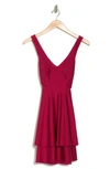 Jump Apparel V-neck Skater Dress In Scarlett
