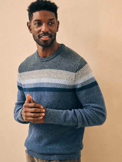 Faherty Donegal Chest Stripe Crewneck Jumper In Navy Storm Ombre