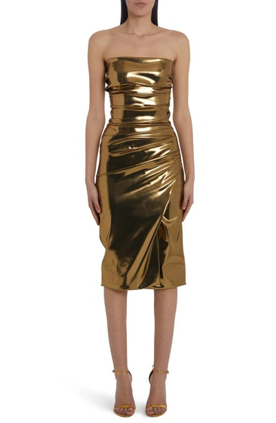 kate hudson golden globe dress Amanda Gold Bandage Strapless Formal Maxi Dress