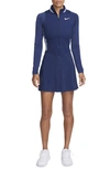 Nike Dri-fit Tour Long Sleeve Golf Dress In Midnight Navy/ashen Slate