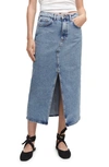 Mango Denim Midi Skirt In Medium Blue