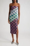 MIAOU LILA POLKA DOT STRAPLESS DRESS