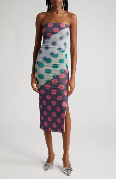 Miaou Patchwork Polka Dot Lila Dress In Multicolor