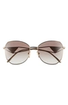 Prada Triangle Logo Round Metal Sunglasses In Dark Grey