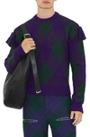 BURBERRY CHECK TASSEL WOOL CREWNECK SWEATER