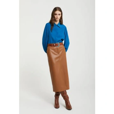 Ottod'ame Faux Leather Midi Skirt