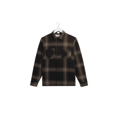 Wax London Whiting Overshirt In Zap Check Black/beige