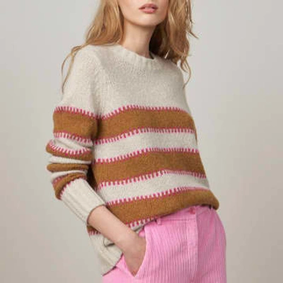 Hartford Light Grey Striped Alpaca Wool Sweater