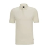 Hugo Boss Regular-fit Polo Shirt In Quilted Cotton And Silk In White