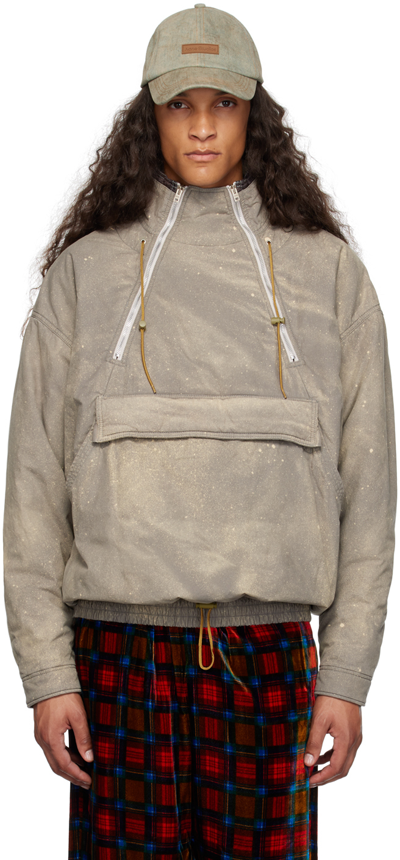 Acne Studios Paint-splatter Cotton Jacket In Mud Grey