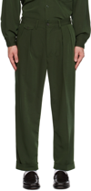 BEAMS GREEN PLEATED TROUSERS