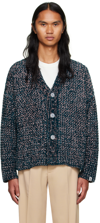 Bonsai Green & Pink Buttoned Cardigan In Ocean Depths