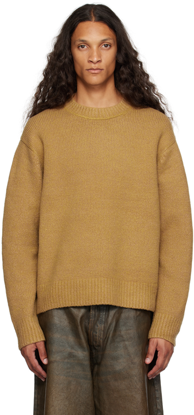 Acne Studios Tan Crewneck Sweater In 640 Camel Brown