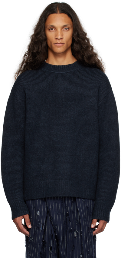 Acne Studios Navy Crewneck Sweater In Bg3 Navy