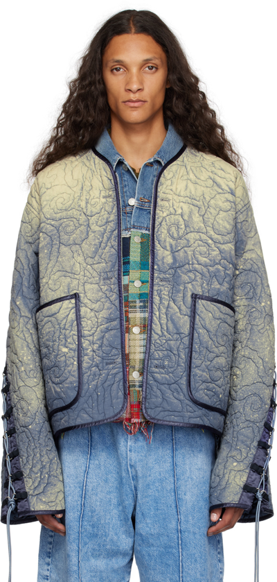 Acne Studios Lacing Quilted Jacket In Blue