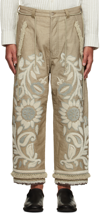 CRAIG GREEN BEIGE TAPESTRY TROUSERS
