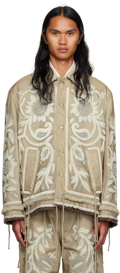 Craig Green Cotton Embroidered Jacket In Beige