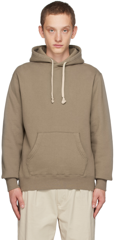 Beams Taupe Drawstring Hoodie In Khaki24