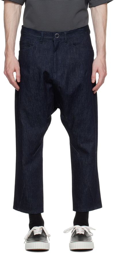 Fumito Ganryu Asymmetric Drop-crotch Cropped Jeans In Blue