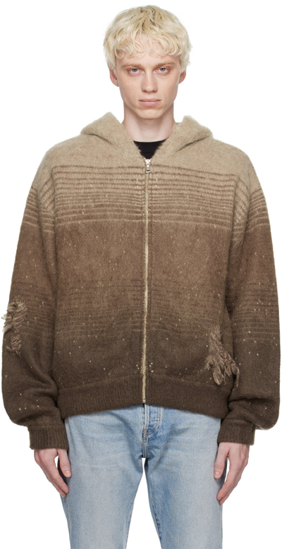 John Elliott Brown Gradient Hoodie In Chocolate