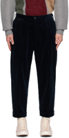 BEAMS NAVY PLEATED TROUSERS