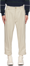 BEAMS TAUPE PLEATED TROUSERS
