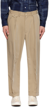 BEAMS TAUPE PLEATED TROUSERS