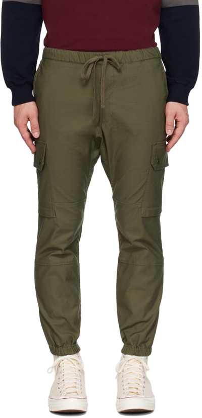 Beams Khaki Drawstring Cargo Trousers In Olive67
